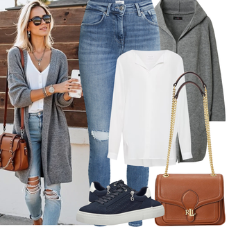 Outfit sa SvjetloPlava/Plava Hlače rupa hlača/Traper Tajice/Jeggings Only "proljetni outfit"