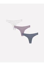 LCW DREAM Light Purple Printed Patterned Thong Panties 3-Pack