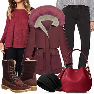 Winter Outfits Lang/Maxi mit Rot APTRO "Tamaris"