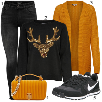 tenues avec Noir/Beige/Turquoise/Argent Tricot Grande Taille/Women's Hoodies and Sweatshirts/Pull en Velours/Pull Vintage/Pull d'Hiver/Pull Imprimé/Pull à Paillettes/Pull de Noël Only "tenues parfaite"