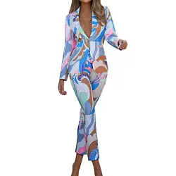Briskorry Hosenanzug Damen Elegant Business Hosenanzüge 2 Teiler Abendrobe Outfit Set Langarm Anzugjacke und Anzughosen Zweiteilig Büro Slimfit Formal Blazer Modern Festlicher Suit