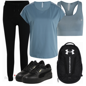 Outfit mit Schwarz Rucksack Under Armour "Sportliche Bekleidung"