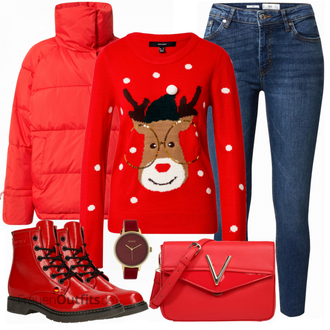 Outfit mit Rot Stiefel Tom Tailor "Buntes Herbst Outfit"