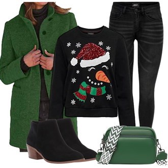 Outfit mit Schwarz Teddy Sweatshirt/Sport Sweatshirt/Ausgefallener Hoodie/Strick Hoodie/Women's Fleece Sweatshirts Only "Herbstlicher Look"