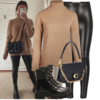 Outfit met zwart Enkellaarsje met Veters/Legerkist/Biker Laars/Veterlaarsje met Plateau Kazar "Modieuze lente-outfit"