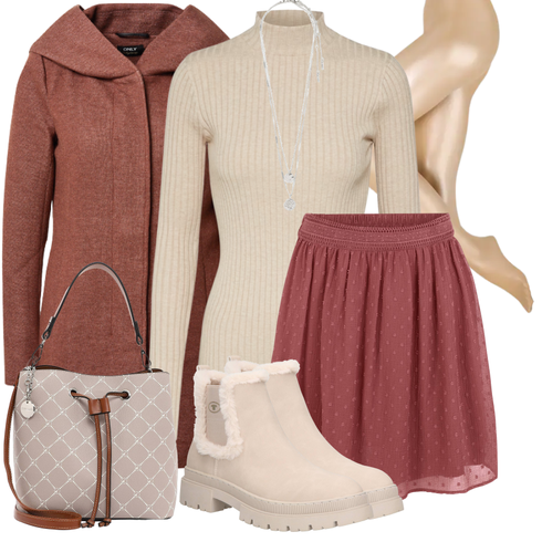 Beige/Khaki/Braun Chelsea Boot/Lederjacke/Flache Stiefelette/Lammfell Stiefel/Winter Stiefel Lammfell Winterstiefel/Gefütterte Stiefelette/Winter Stiefelette/Winterschuh/Winter Sneaker Tom Tailor kombinieren mit Grau/Silber Schmuck Feine Kette/Kette/Reich verzierte Halskette Pilgrim