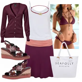 Outfit mit Lila/Rosa Neckholder Kleid/2-in-1 Kleid/Jerseykleid/Tenniskleid/Vokuhila Kleid BEACH TIME "Farbliches Sommer Outfit"