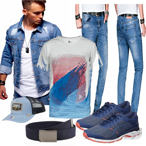 Blau Schuh Asics kombinieren