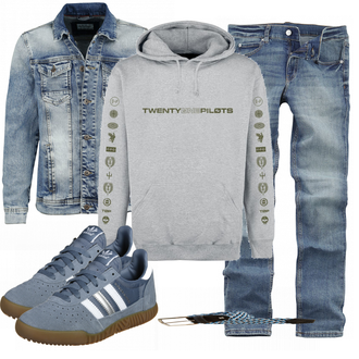 Outfit mit Weiß Sneaker Adidas "EMP Jeans"