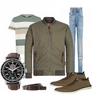 Outfit mit Braun Sneaker Skechers "Quintillus"