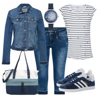 Gazelle Outfit mit Grau Sneaker Adidas Originals "FreeStyle"