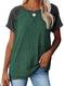 Jolicloth T-Shirt Damen Sommer Basic Kurzarm Oberteile Solide Tunika Bluse Casual Loose Shirt Tops Grün L