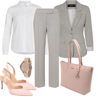 Outfit mit Rosa/Beige/Blau Uhr Lacoste "Perfekt furs Büro"