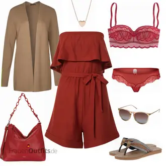 Outfit mit Rot Jumpsuit About You "Bequemes Alltagsoutfit"