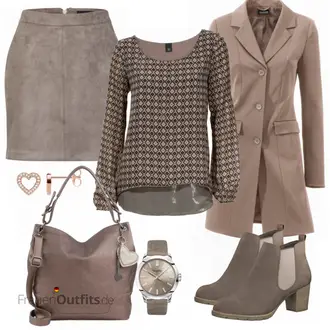 Kurz/Mini Outfit mit Grau/Grün Rock LederRöcke VERO MODA "Heine"