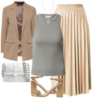 Outfity pro léto Len s Světle šedá/Khaki/Béžová/Šedá/Tmavě zeLená Tričko s grafikou/Muskulární Tričko/Tílko s ořezem/Sportovní top/HaLenka Bez Rukávů Leger by Lena Gercke "Vkusný letní outfit"