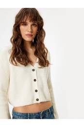 Knitted Cardigan V-Neck Buttoned Long Sleeve