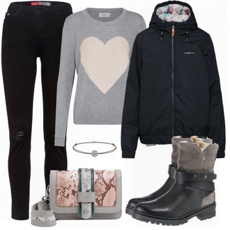 Outfit mit Schwarz Jeans Superdry "ThomasSabo"