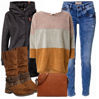 Outfit met blauw Gang "Chique herfstoutfit"