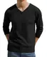 Hisir Pullover Herren Strickpullover V Pulli Männer Bequem Warmer Winter Pullover für Männer (Schwarz, M)