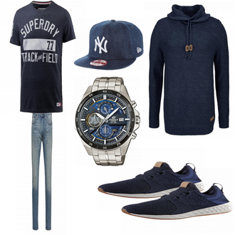 Outfit mit Blau Sneaker New Balance "Necessary"