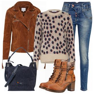 Outfit met blauw Gang "OBJECT Pullover"