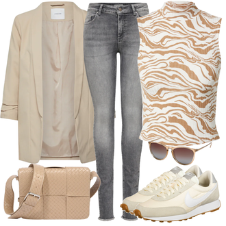 Kurz/Mini Outfit mit Grau Hemd Edited "Street Style Outfit"