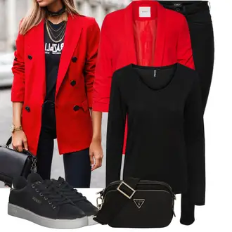 Knielang Outfit mit Schwarz Freizeitschuh/Schnürschuh/Leder Sneaker/Sneaker Low/Schmaler Sneaker/Sneaker Mit Seitlichem Reißverschluss/Sommer Sneaker Guess "Modisches Freizeit Outfit"
