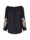 MOS MOSH Schulterfreie Bluse Reed Embroidery Blouse schwarz