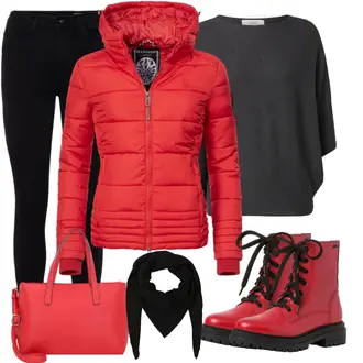 Outfit mit Schwarz/Grau/Dunkelgrau Strick Große/Klassische Tunika/Bluse Lederjacke/Oversize Bluse/Tuniken-Shirt/Shirt & Top Große Größe/Tunika/Pullover Mit Fledermausärmel/Kaschmir Pullover JdY "Perfekt für den Winter"