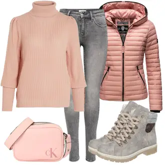 Outfit sa Pink/Zlatni Prošivena Jakna/Ljetna pod-jakna/Jakna s Patentnim Zatvaračem sa strane/Donja Jakna/Outdoor Jakna/Termo Jakna/Jakna s Kapuljačom/Skijaška jakna/Zimska Jakna/Izolacijska jakna/Puferica Jakna/Jakna za Pakiranje Navahoo "Outfit za zimu"
