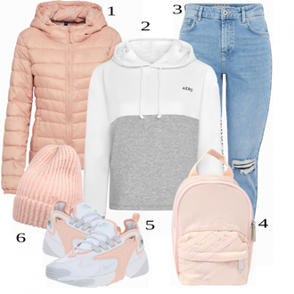 Outfit sa Bež Traper Jakna Only "Super za slobodno vrijeme"
