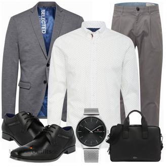 Business Outfits mit Grau Anzug SELECTED HOMME "Buro Outfit"