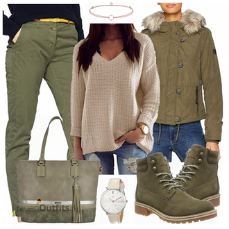 Winter Outfits Lang/Maxi mit Rot/Grün Schultertasche david jones "Only"