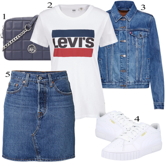 apranga su Mėlyna Džinsinė Striukė levi's "Letné Outfits"