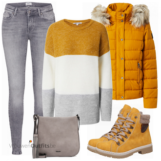 Outfit met geel Laars Rieker "Herfstkleding"