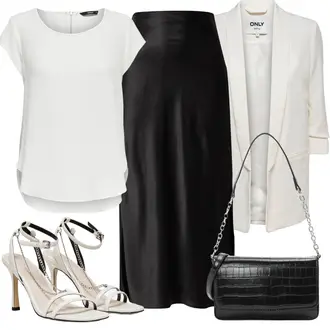 Schlichte Outfit mit Weiß/Creme/Grau Bluse Große Größe/Shirt & Top Große Größe/Tunika/Bluse/Bluse Oberteil/Lederjacke/Klassische Tunika/Elegante Tunika/Kurzarmbluse/Kurzarm-Tunika/Schlupfbluse/Tuniken-Shirt Only "Elegantes Sommer Outfit"Look: Uni, Stil, Edel, Elegant, 20er Jahre, Coole, Moderne, Schlichte