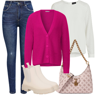 Outfit s Krémová/Bílá Halenkový Top/Halenka s Dlouhým Rukávem/Slip-on Halenka/Halenka se Stojatým Límcem/Kožená bunda pro muže/Crash blůza/Dětská hračka/Sportovní Halenka/Mušelínová Halenka/Blůza s nášivkou na lokti Object "Perfektní na zimu"