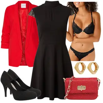 Business Outfits Business, Casual mit Schwarz JerseyKleid/A-Linien Kleid/Kleid Für Konfirmation/Fit & Flare Kleid/Hochgeschlossenes Kleid/EtuiKleid/SkaterKleid Only "Stylischer Bürolook"Look: Uni, Rad, Business, Französische, Büro, Overdressed