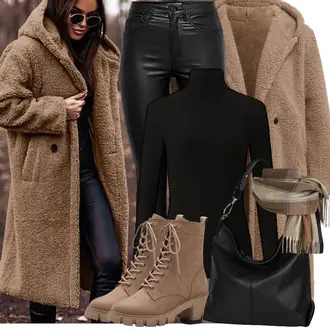 Outfit mit Braun/Grau/Beige SchnürStiefelette/SpringerStiefel Tamaris "Modisches Winter Outfit"