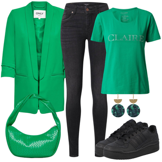 Outfit mit Grün/Türkis/Dunkelrot Caual T-Shirt/T-Shirt Training/Ausgefallenes T-shirt/T-Shirt Spruch/Kurzarm T-Shirt Claire "Stylische Kombination für den Frühling"