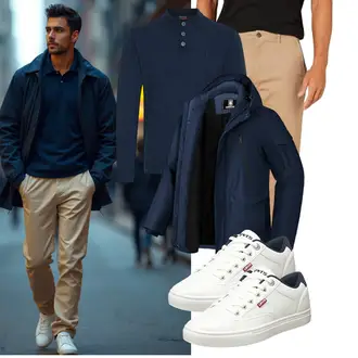 Outfit mit Blau/Dunkelblau/Hellblau Wasserdichte Jacke/Winterjacke/Segeljacke/Wanderjacke/Winter Parka/2in1 Jacke/Funktionsjacke/Trekkingjacke "Freizeit Outfit"