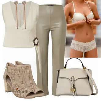 Schicke Outfits Elegant mit Weiß/Creme/Beige Großer Cup S.Oliver "Schickes Herbst Outfit"Look: Uni, Elegant, Babydoll, Old Money, Disco