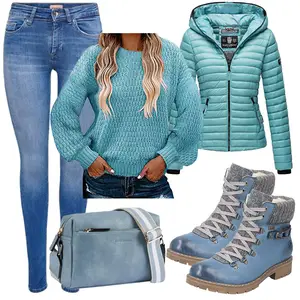 Outfit mit Türkis/Grün/Blau/Hellblau KapuzenJacke/IsolationsJacke/HybridJacke/SommerdaunenJacke/ThermoJacke/Puffer Jacke/OutdoorJacke/DaunenJacke/SteppJacke/WinterJacke/SkiJacke Navahoo "Auffälliger Look für den Winter"