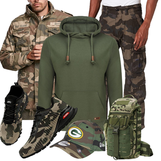 Paintball Outfit mit Dunkelgrün/Dunkelblau/Khaki Brandit "Army Outfit"Look: Airsoft, Laufen, Paintball