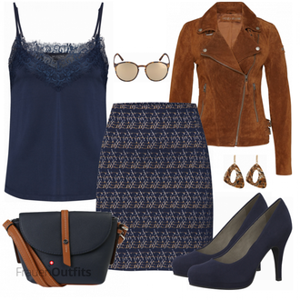 Outfit mit Rot Lederjacke Freaky Nation "TAMARIS"
