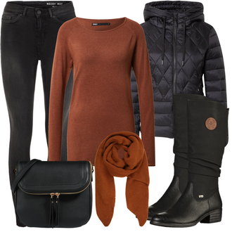 Outfity na svátky Old Money s Černá/Hnědá Taška/Klasická Taška Přes Rameno/Brašna/Sportovní Taška Přes Rameno About You "Podzimní Vzhled"Look: Rad, Šik, Klasické, Elegantní, Cool, Kancelář, Old Money, Vintage