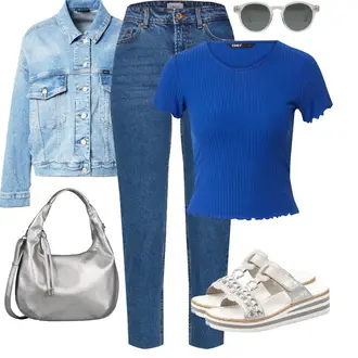 Outfity z džínu Vintage Vysoký Pas s Modrá/Světle modrá Zužující se Džíny/Girlfriend Džíny/Dad Džíny/High Waist Džínové Kalhoty/Mom Jean/Zkrácené Džíny/Vintage džíny Only "Stylová letní nálada"Look: Styl, 90tá léta, Klasické, Vintage