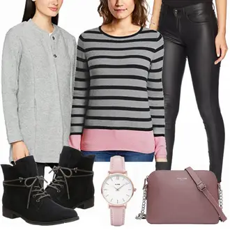 Outfit mit Grau Hoodie CECIL "Rose and Gray"