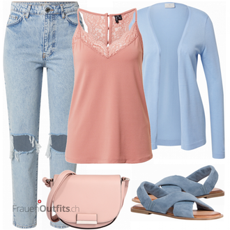 Outfit mit Blau Jeans Gina Tricot "Schöner Sommer Look"